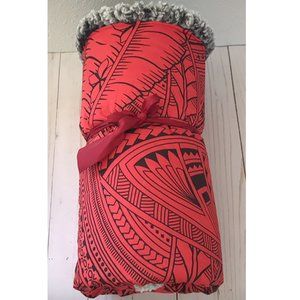 Handmade Sherpa Throw Blanket Polynesian Tribal